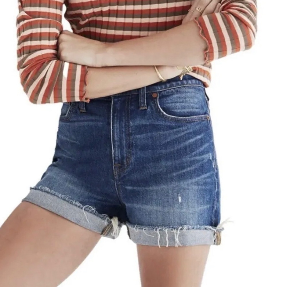 Madewell High Rise Denim Jean Shorts Women’s Size 28 Glenoaks Wash Raw Hem